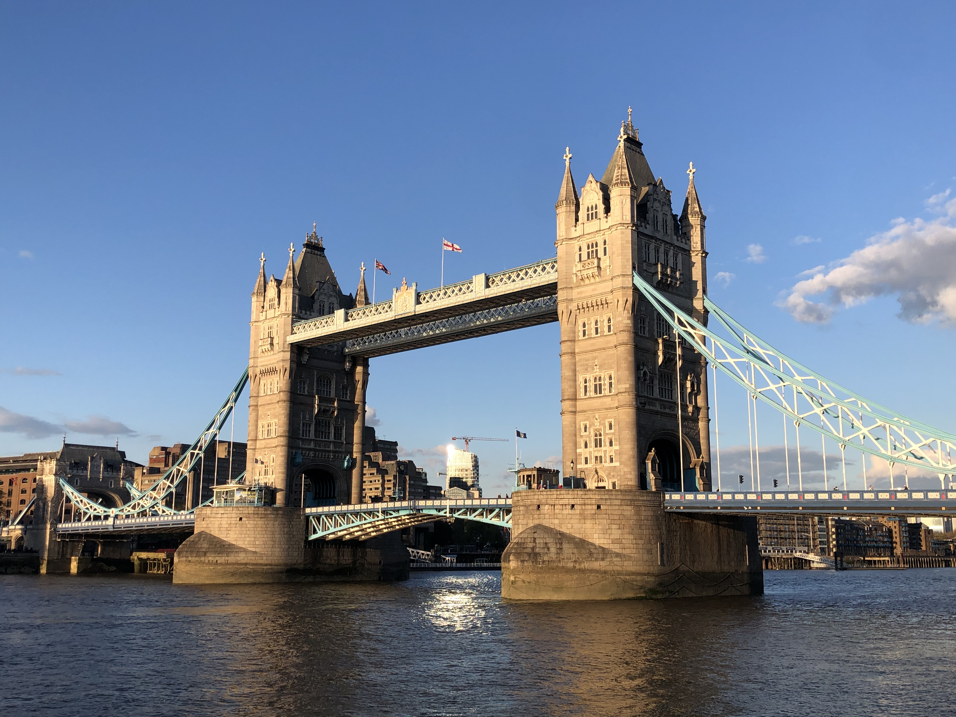 Tower Bridge with the Shard behind, Central London, shot from st katherines docks